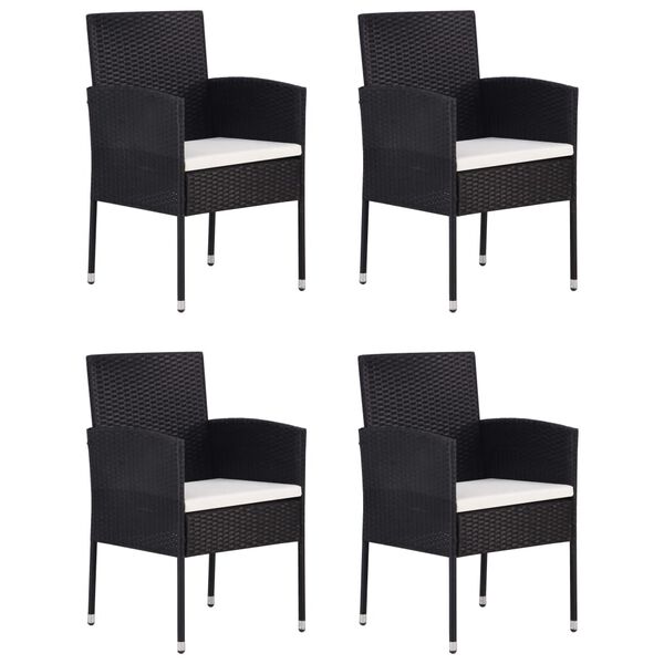 vidaXL 5 Piece Garden Dining Set Poly Rattan Black