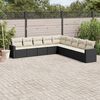vidaXL 9 Piece Garden Sofa Set with Cushions Black Poly Rattan