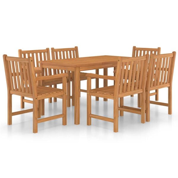 vidaXL 7 Piece Garden Dining Set 140x80 cm Solid Teak Wood