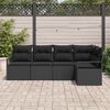 vidaXL Sofa Set with Cushion with Storage 5 pcs Black Poly Rattan