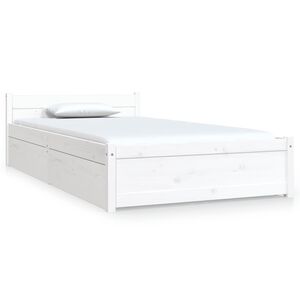 vidaXL Bed Frame without Mattress with Drawers White Single