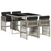 vidaXL 5 Piece Garden Dining Set with Cushions Light Grey Poly Rattan
