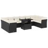 vidaXL 11 Piece Garden Sofa Set with Cushions Black Poly Rattan