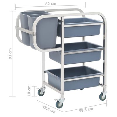 vidaXL Kitchen Cart with Plastic Containers 82x43.5x92 cm
