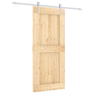 vidaXL Sliding Door Natural and White 90 x 210 cm Solid Pine Wood