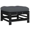 vidaXL Garden Footstools with Cushions 2pcs Black Solid Wood Pine