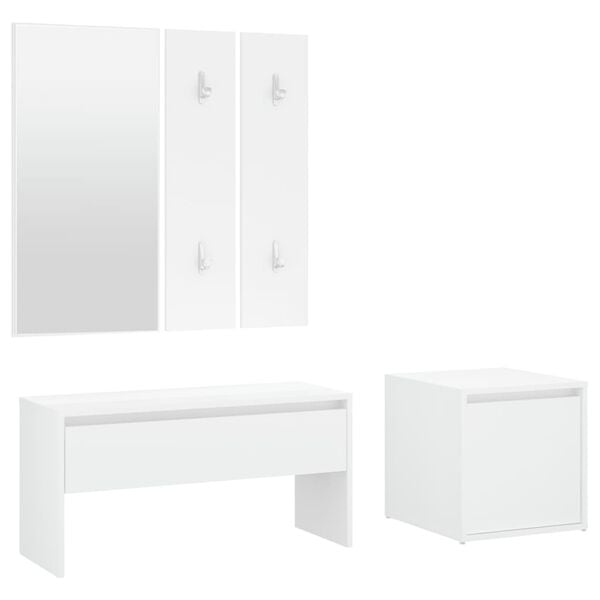 vidaXL Hallway Furniture Set White Engineered Wood