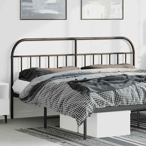 vidaXL Metal Headboard Black 180 cm