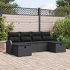 vidaXL Garden Sofa Set with Cushion 6 pcs Black Poly Rattan