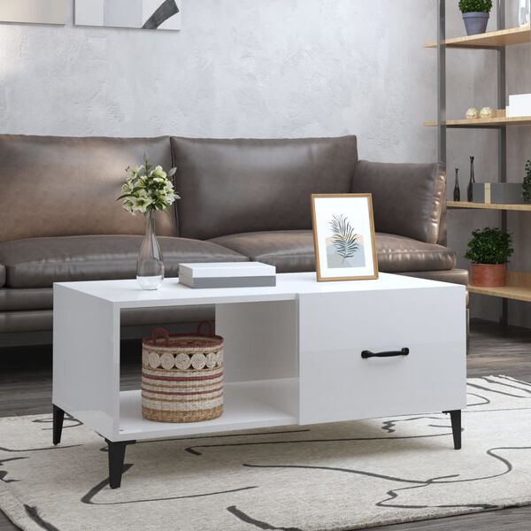 vidaXL Coffee Table High Gloss White 90x50x40 cm Engineered Wood