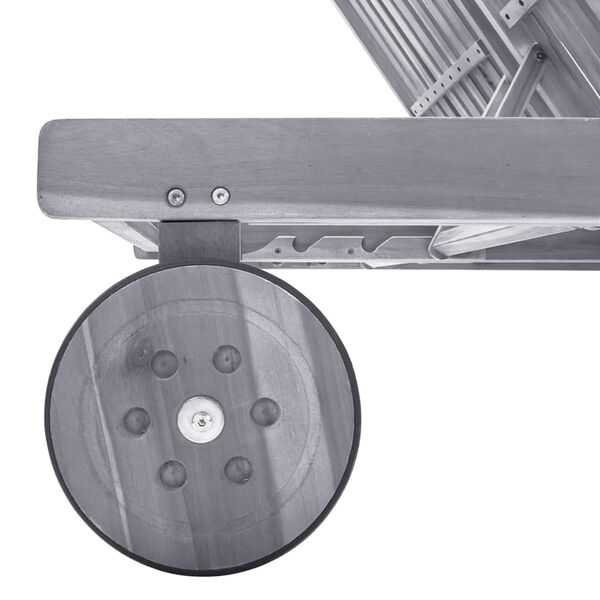 vidaXL 2-Person Garden Sun Lounger with Cushion Grey Solid Acacia Wood