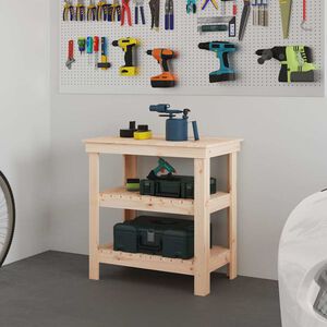 vidaXL Work Bench with Shelf Natural 78.5 x 50 x 80 cm Solid Pine Wood