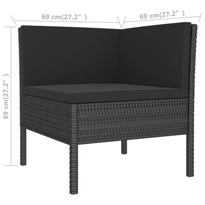 vidaXL 2 Piece Garden Lounge Set with Cushions Poly Rattan Black
