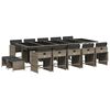 vidaXL 15 Piece Garden Dining Set with Cushions Grey Poly Rattan