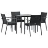 vidaXL 5 Piece Garden Dining Set with Cushions Poly Rattan and Steel