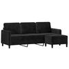 vidaXL 3-Seater Sofa with Footstool Black 180 cm Velvet