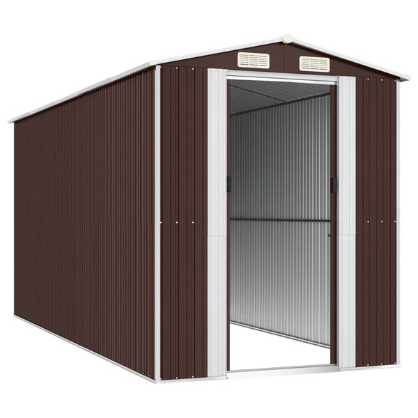 vidaXL Garden Shed Dark Brown 192x440x223 cm Galvanised Steel