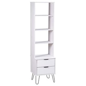vidaXL Book Cabinet | White | Solid pine wood, Metal | Tall | Book Cabinet