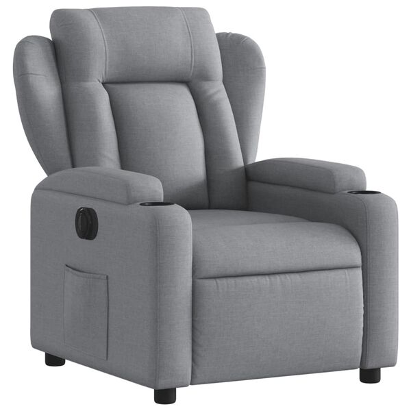 vidaXL Electric Recliner Chair Light Grey Fabric