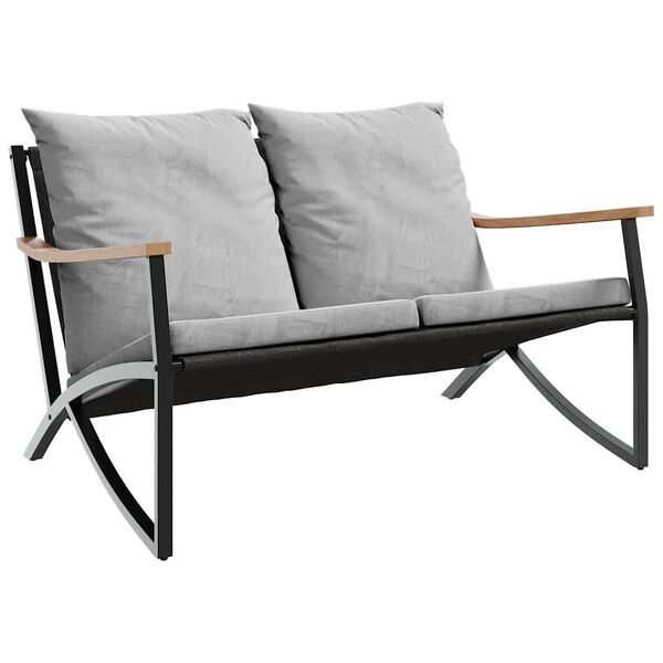 vidaXL Garden Bench with Cushions 120 cm Black Steel