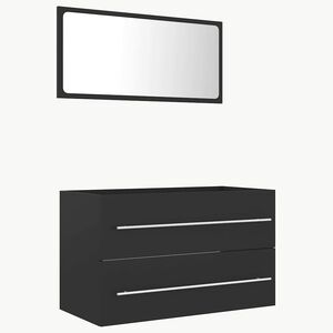vidaXL Bathroom Furniture Set | Grey | Engineered wood | Bathroom Furniture Set