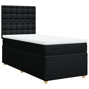 vidaXL Box Spring Bed with Mattress Black King Single Fabric