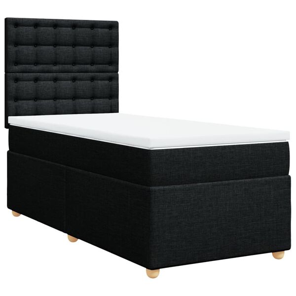 vidaXL Box Spring Bed with Mattress Black King Single Fabric