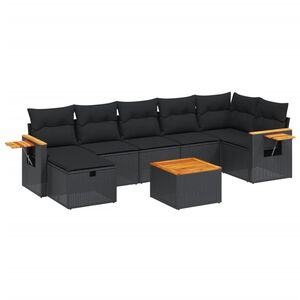 vidaXL 7 Piece Garden Sofa Set with Cushions Black Poly Rattan