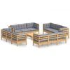 vidaXL 13 Piece Garden Lounge Set with Grey Cushions Pinewood