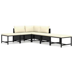 vidaXL 6 Piece Garden Lounge Set with Cushions Poly Rattan Black