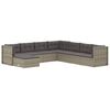 vidaXL 8 Piece Garden Lounge Set with Cushions Grey Poly Rattan