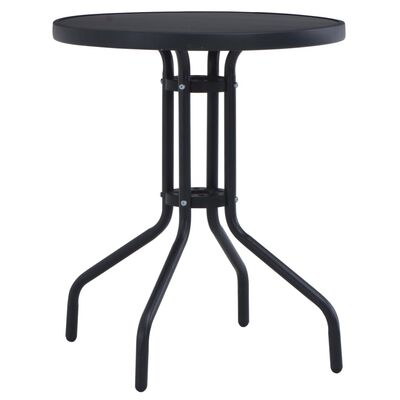 vidaXL Garden Table Black 60 cm Steel and Glass