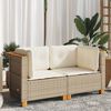vidaXL Garden Sofas Corner with Cushions 2 pcs Beige Poly Rattan