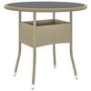 vidaXL Garden Table | Beige | Poly Rattan, Tempered Glass, Powder-Coated Steel