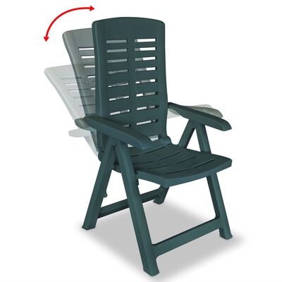 vidaXL Reclining Garden Chairs 2 pcs Plastic Green
