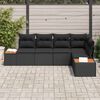 vidaXL Garden Sofa Set with Cushion 5 pcs Black Poly rattan