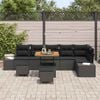 vidaXL Garden Sofa Set with Cushion 9 pcs Black Poly Rattan