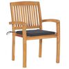 vidaXL Stacking Garden Chairs with Cushions 6 pcs Solid Teak Wood