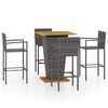 vidaXL Garden Bar Set | Grey | PE rattan, powder-coated steel, solid acacia wood