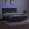 vidaXL Box Spring Bed with Mattress&LED Dark Grey 153x203 cm Queen Size Velvet