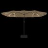 vidaXL Double-Head Garden Parasol with LEDs Taupe 449x265 cm