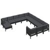vidaXL 12 Piece Garden Lounge Set with Cushions Black Pinewood