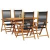 vidaXL Garden Dining Set 5 pcs Black Solid acacia wood and poly rattan