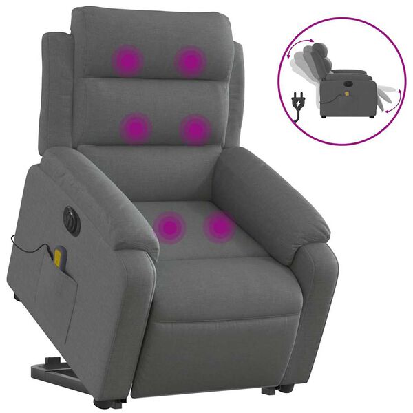 vidaXL Electric Stand up Massage Recliner Chair Dark Grey Fabric