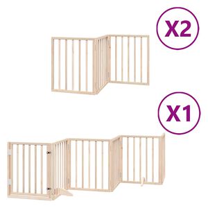 vidaXL Dog Gate with Door Foldable 12 Panels 600 cm Poplar Wood
