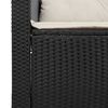 vidaXL Garden Sofa with Cushions 3-Seater Black Poly Rattan