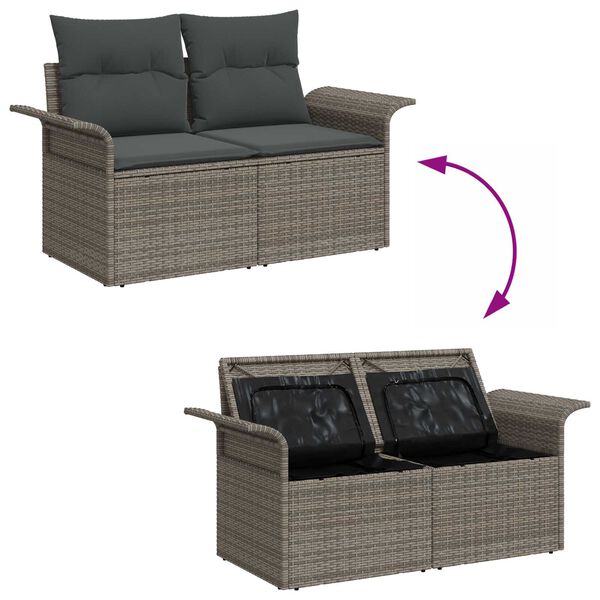 vidaXL Garden Sofa Set with Cushion 5 pcs Grey Poly rattan