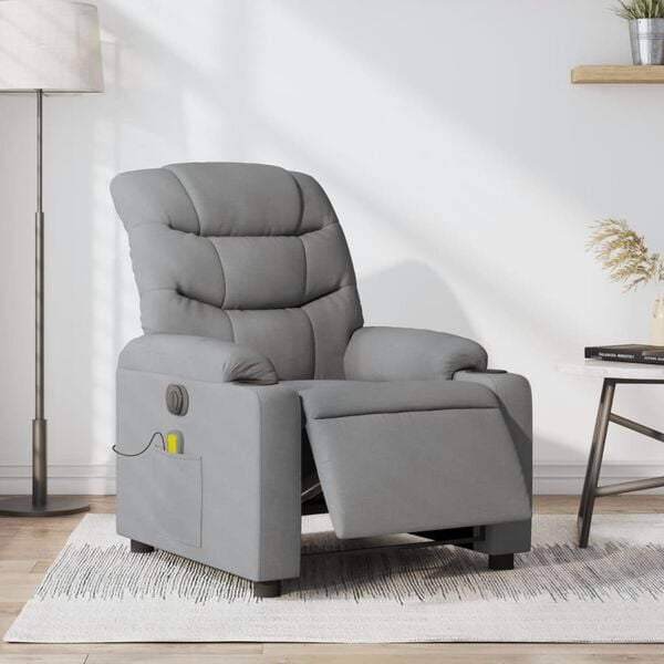 vidaXL Electric Massage Recliner Chair Light Grey Fabric