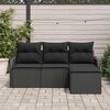 vidaXL Garden Sofa Set with Storage 4 pcs Black Poly Rattan