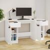 vidaXL Desk with Side Cabinet White Engineered Wood
